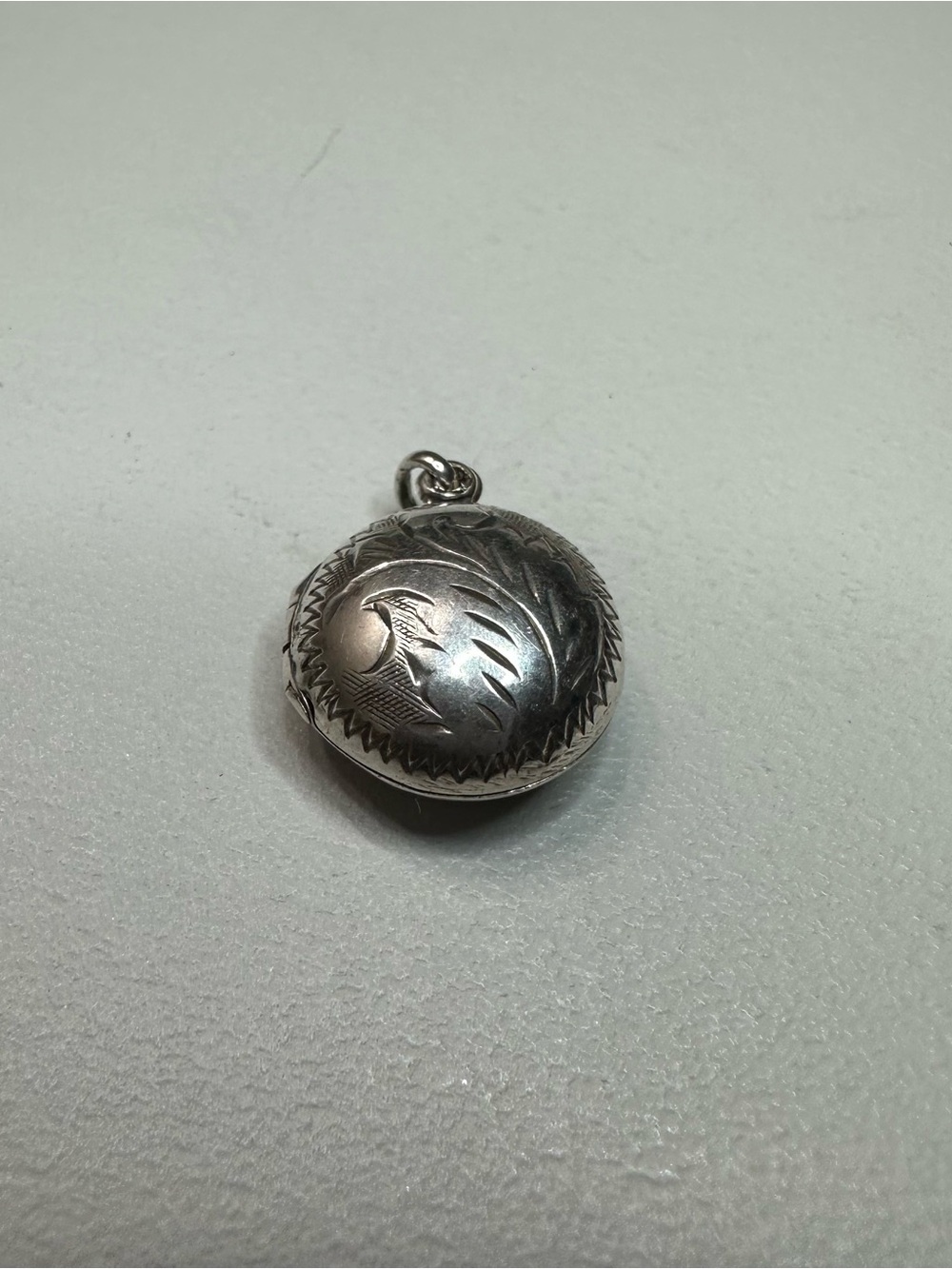 Engraved Round Silver Locket Pendant Sterling Silver